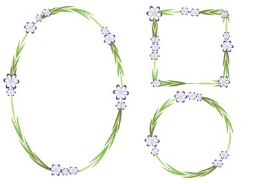 Beyaz arkaplan, vektör, illüstrasyon üzerinde izole edilmiş çiçekli güzel dekoratif çerçeveler. 