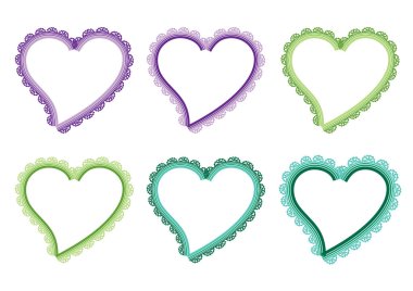 Güzel dekoratif kalp koleksiyonu, aşk konsepti 