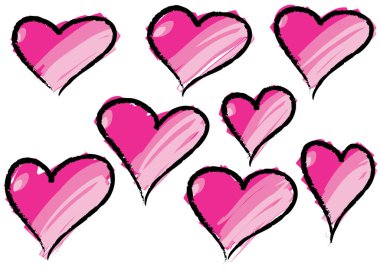 Güzel dekoratif kalp koleksiyonu, aşk konsepti 