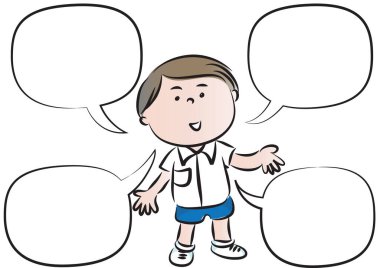 Konuşma baloncuğu olan bir çocuğun çizimi