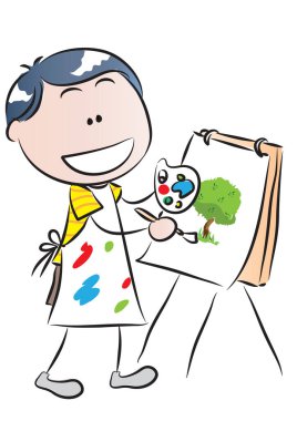 Fırçalı küçük bir kızın resmi