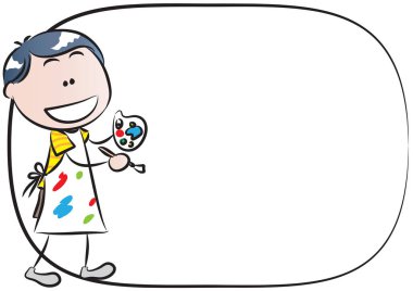 Resimli bir çocuğun çizgi film karakteri.