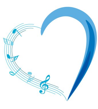 Bir kalp ve müzik notalarının vektör çizimi