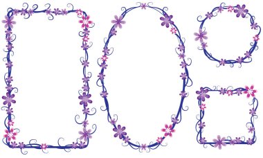 Beyaz arkaplanda izole edilmiş boş alanı olan güzel dekoratif çerçeveler, vektör illüstrasyonu 