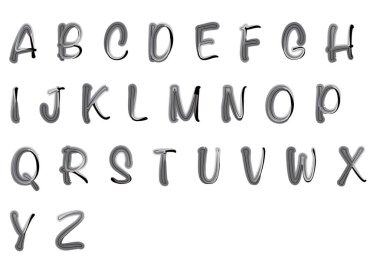 beyaz arkaplanda izole edilmiş çizgi film dekoratif alfabesi, vektör illüstrasyonu