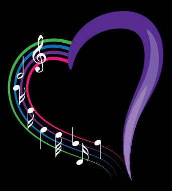 Bir müzik notası ve kalbin vektör çizimi