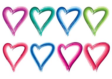 Güzel dekoratif kalp koleksiyonu, aşk konsepti 