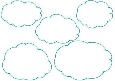 Beyaz arkaplandaki bulutların vektör illüstrasyonu