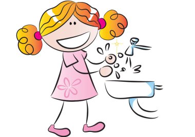 Ellerini yıkayan tatlı bir kız. 