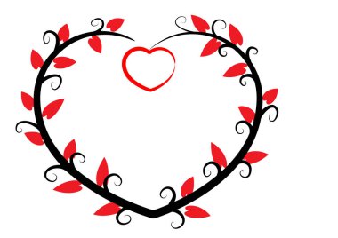 Beyaz arkaplanda bir kalp şeklinin vektör çizimi 