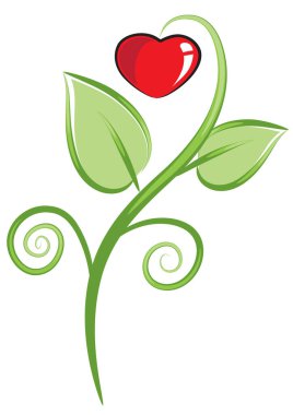 Bitkinin üzerindeki kalbin vektör illüstrasyonu 