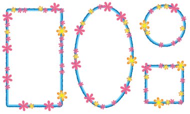 Beyaz arkaplanda izole edilmiş boş alanı olan güzel dekoratif çerçeveler, vektör illüstrasyonu 