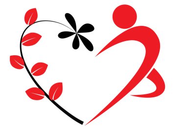 Beyaz arkaplanda bir kalp şeklinin vektör çizimi 