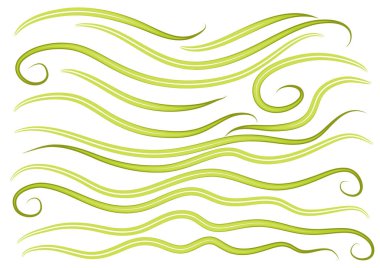 Beyaz arkaplanda izole edilmiş deniz dalgaları kümesi