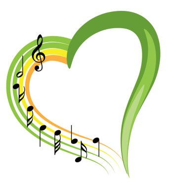 Bir müzik notası ve kalbin vektör çizimi