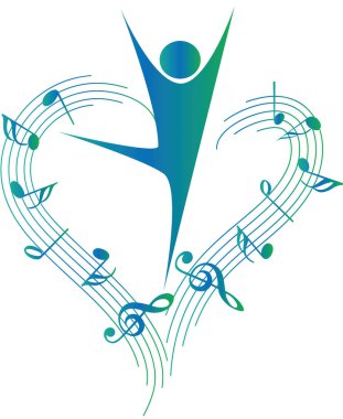 Dans eden bir adamın vektör çizimi ve müzik notaları 