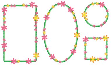 Beyaz arkaplanda izole edilmiş boş alanı olan güzel dekoratif çerçeveler, vektör illüstrasyonu 