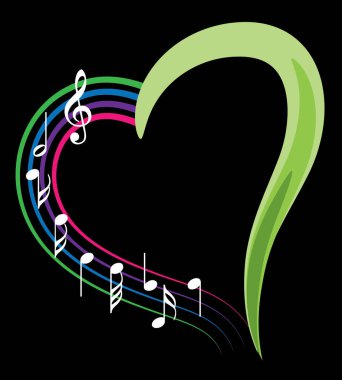 Bir müzik notası ve kalbin vektör çizimi