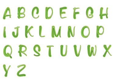 beyaz arkaplanda izole edilmiş çizgi film dekoratif alfabesi, vektör illüstrasyonu