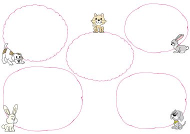 Sevimli çizgi film hayvanlarının vektör çizimi 