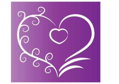 Beyaz arkaplanda ağaç dalları olan renkli düz kalp logosu, 