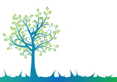 Beyaz arkaplanda izole edilmiş alanda büyüyen ağaç