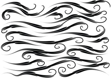 Siyah ve beyaz çiçek elementlerinin vektör kümesi