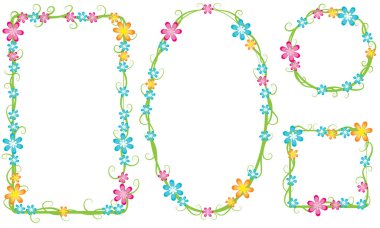 Beyaz arkaplanda izole edilmiş boş alanı olan güzel dekoratif çerçeveler, vektör illüstrasyonu 