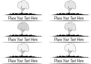 Siyah beyaz çizgi film ağaçlarının vektör kümesi