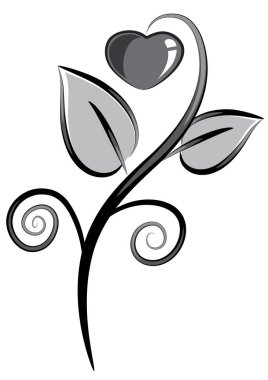 Bitkinin üzerindeki kalbin vektör illüstrasyonu    