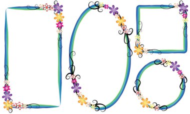 Beyaz arkaplanda izole edilmiş boş alanı olan güzel dekoratif çerçeveler, vektör illüstrasyonu 