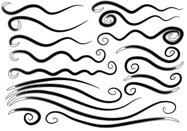 Siyah ve beyaz vektör çizgileri kümesi