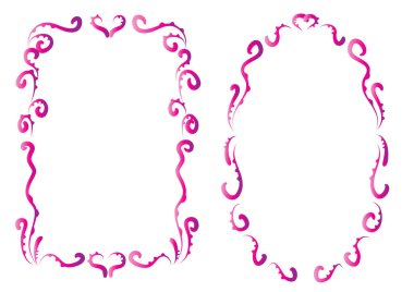 Pembe ve mor dekoratif çerçevenin vektör çizimi