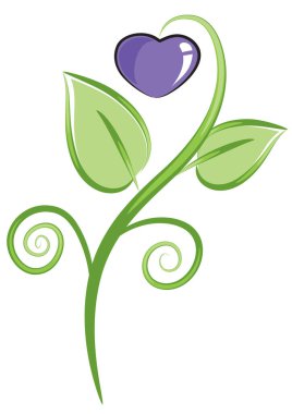 Bitkinin üzerindeki kalbin vektör illüstrasyonu    