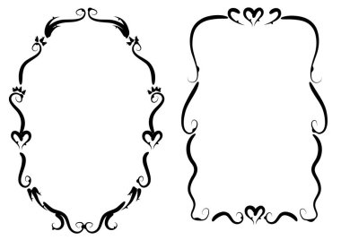 Beyaz arkaplanda izole edilmiş boş alanı olan güzel dekoratif çerçeveler, vektör illüstrasyonu 