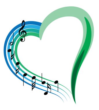 Bir müzik notası ve kalbin vektör çizimi 