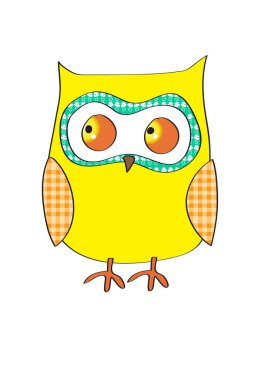 Beyaz arka planda sevimli çizgi film baykuşu