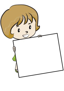 Boş bir afiş taşıyan bir kızın resmi