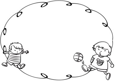 Futbol topuyla oynayan bir çocuğun karikatür çizimi