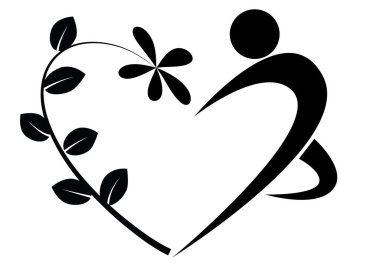 Beyaz arkaplanda bir kalp şeklinin vektör çizimi 