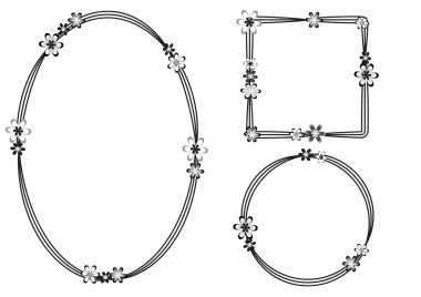 Beyaz arkaplan, vektör, illüstrasyon üzerinde izole edilmiş çiçekli güzel dekoratif çerçeveler. 