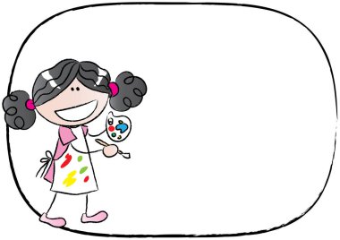 Elle çizilmiş bir kızın vektör çizimi