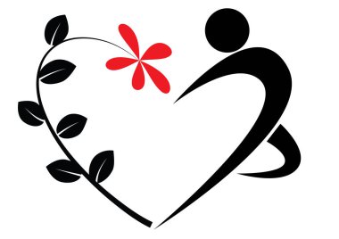 Beyaz arkaplanda bir kalp şeklinin vektör çizimi 