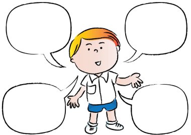 Konuşma baloncuğu olan bir kız ve bir erkek.