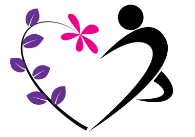 Beyaz arkaplanda bir kalp şeklinin vektör çizimi 