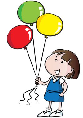 Balonlu bir kızın resmi