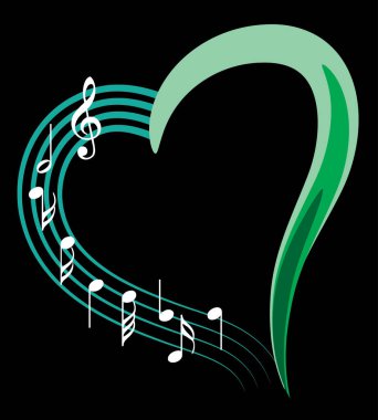Bir müzik notası ve kalbin vektör çizimi