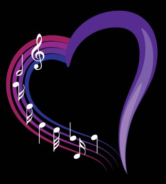 Bir müzik notası ve kalbin vektör çizimi