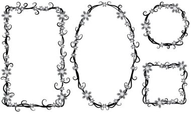 Beyaz arkaplanda izole edilmiş boş alanı olan güzel dekoratif çerçeveler, vektör illüstrasyonu 