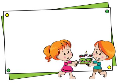 Pastalı bir kızla bir oğlanın resmi.